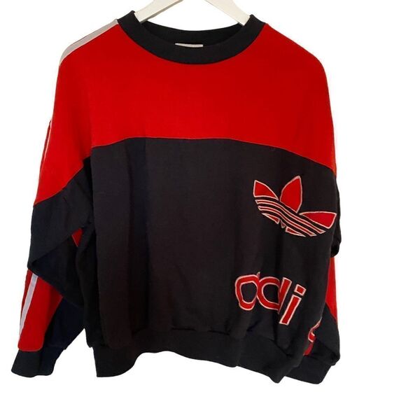Vintage Adidas Spell Out R.O.C. black red Large sweatshirt Y2K - Picture 1 of 5